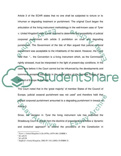 THE ECHR AS A LIVING INSTRUMENT