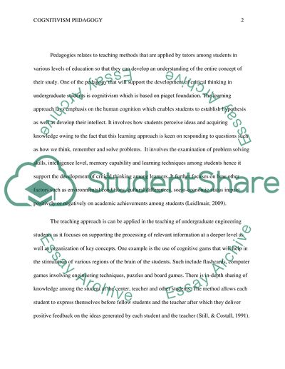Effectiveness of Cognitivism Pedagogy