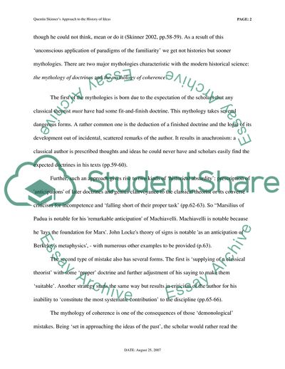 Quentin Skinners Approach to the History of Ideas