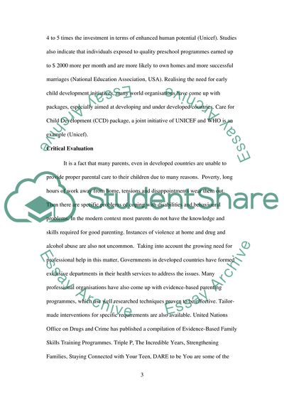 Evidence Based Parenting Intervention Programme