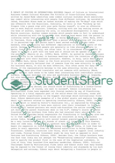 Impact of Culture on International Business