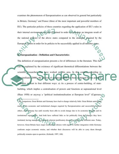 How Does the Concept of Europeanisation Seek to Explain Policy Adaptation in the EU Member States