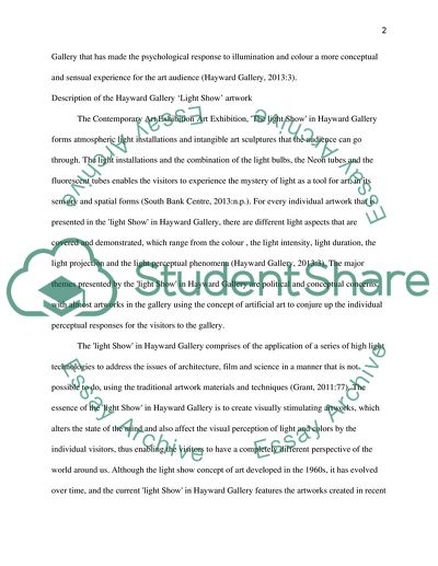 A critical review of the contemporary Art Exhibition The light Show in Hayward Gallery