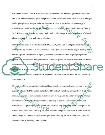 Physical and Chemical Requirements for Microbial Growth