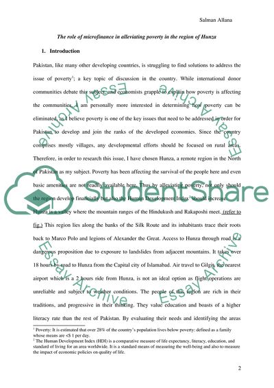 The Role of Micro-finance in Alleviating Poverty in the Region of Hunza