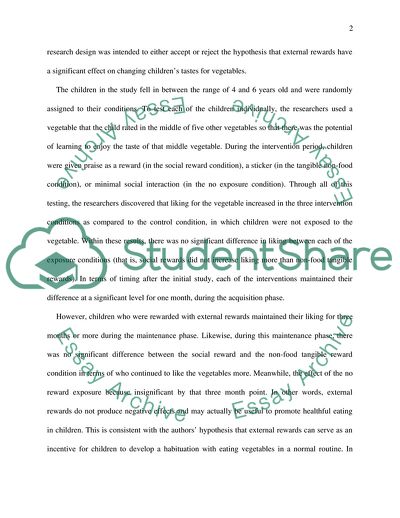 Eating for Pleasure or Profit: The Effect of Incentives on Childrens Enjoyment of Vegetables