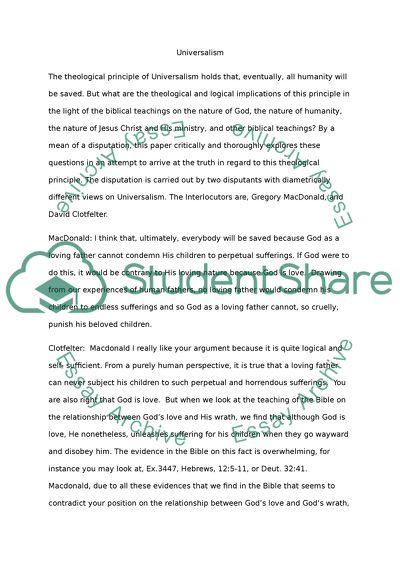 The Theological Principle of Universalism