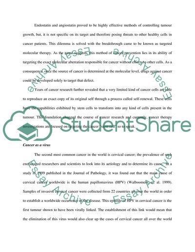 The Development of Cancer Problem: 1998-2008