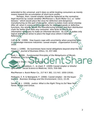 The Notion of Caveat Emptor