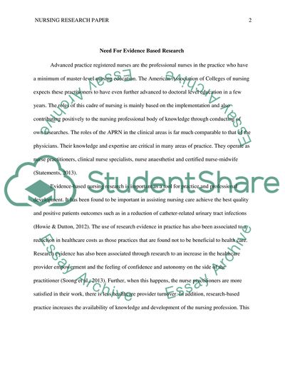 ROLES OF THE ARNP AND THE NEED FOR EVIDENCE BASE NURSING RESEARCH