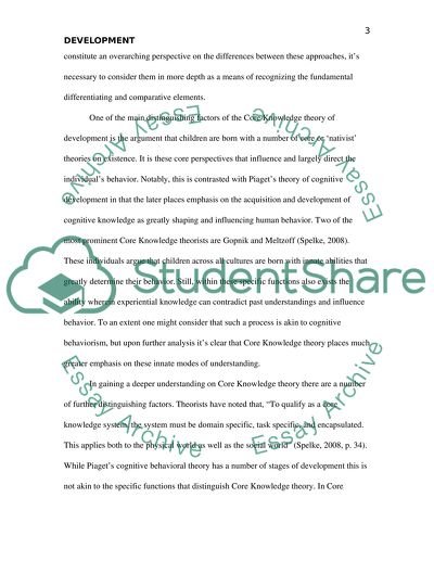 Compare the Piagetian Theory of Development Versus the Core Knowledge Theory of Development