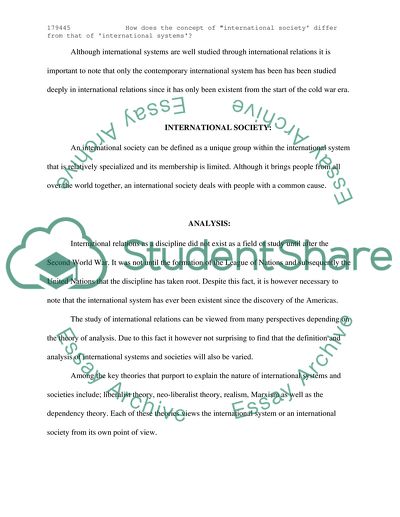 GI2045 How does the concept of international society differ from that of international systems