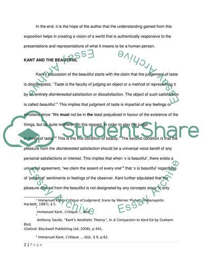 The Usefulness of Kants Understanding of The Beautiful and The Sublime for Aesthetic