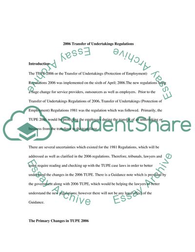 Transfer of Undertakings Regulations