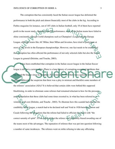 Influence of Corruption in Italian. Italian Soccer League