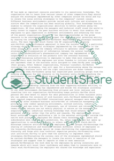 British Petroleum (B): Focus on learning