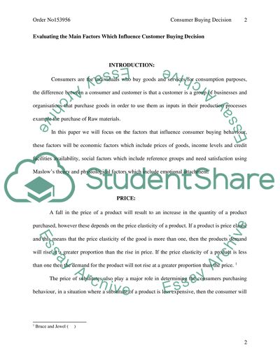 The main factors which influence customer buying decisions