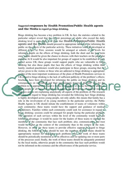 Critique the Responses of Public Health and Health Promotion Agents