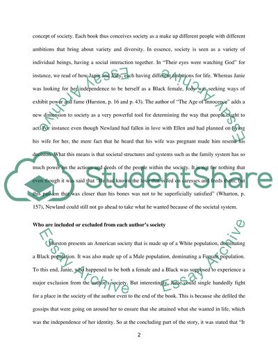 Whartons The Age Of Innocence And Hurstons Their Eyes Were Watching God. The Idea Of Society