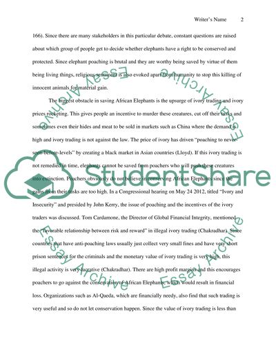 Issues Concerning Saving African Elephants