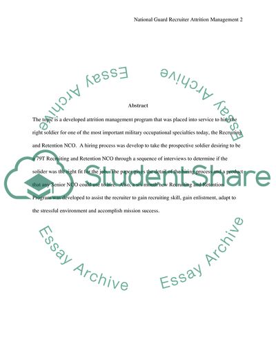 National Guard Recruiter Attrition Management