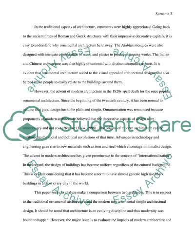 Usage of ornaments and traditional aspects vs. Simplicity and no ornaments