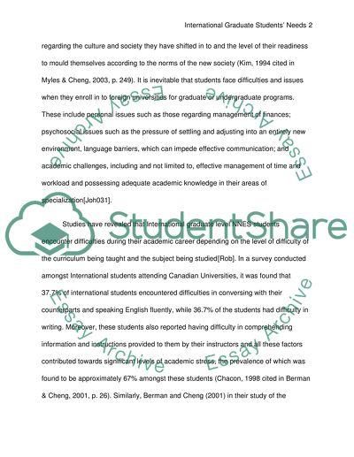 How Can University Programme Be Changed To Address The Needs Of The International Graduate Students