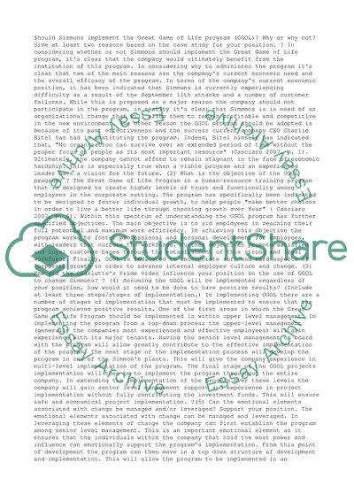 The Great Game of Life Program