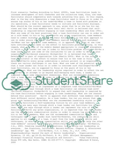 Major Scenarios in Team Facilitation