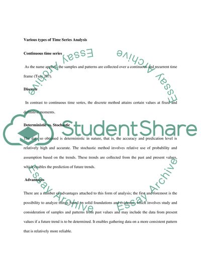 Various Types of Time Series Analysis