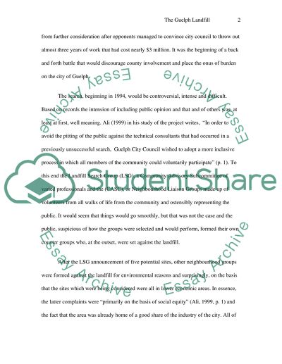 Public Participation in Guelph Landfill Search