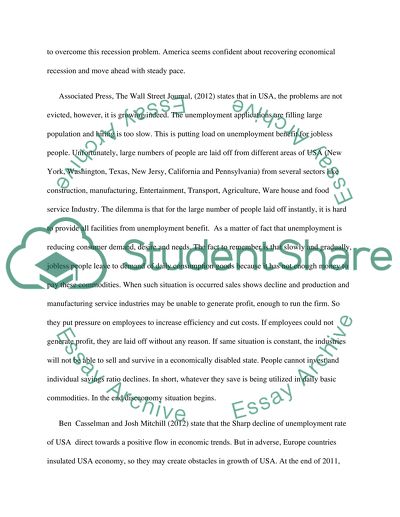 Impact of Unemployment on USA Economy