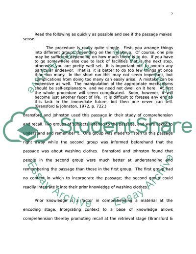 The Effect of Context Difference to Comprehension and Recall