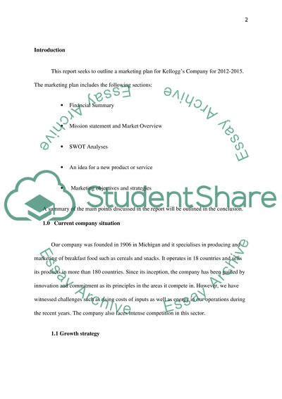 Marketing Plan for Kellogg Company 2012-2015