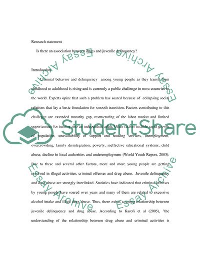 JUVENILE DELINQUENCY AND DRUGS