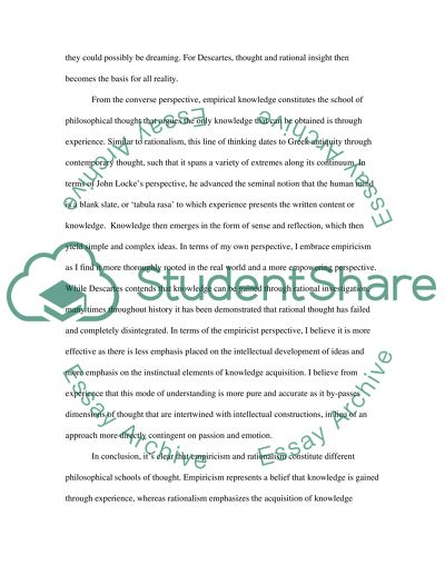 Compare and contrast the rationalist and empiricist strategies( Descartes vs. Locke)