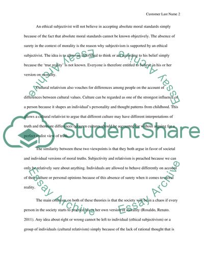 Cultural relativism essay