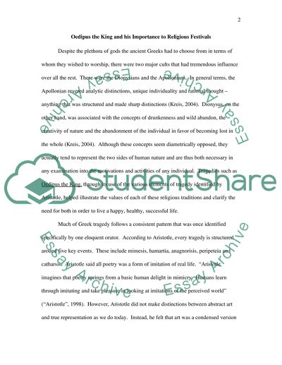 Oedipus the King and his Importance to Religious Festivals