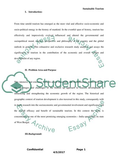 Tourism and economic developement policy