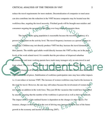 Critical Analysis of the Trends in Vehicle Miles Traveled