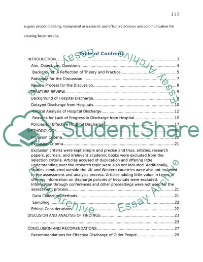 Factors That Influence Effective Discharge from Hospital of Older People
