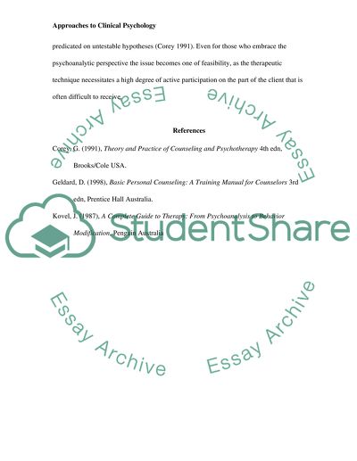 Approaches to Clinical Psychology