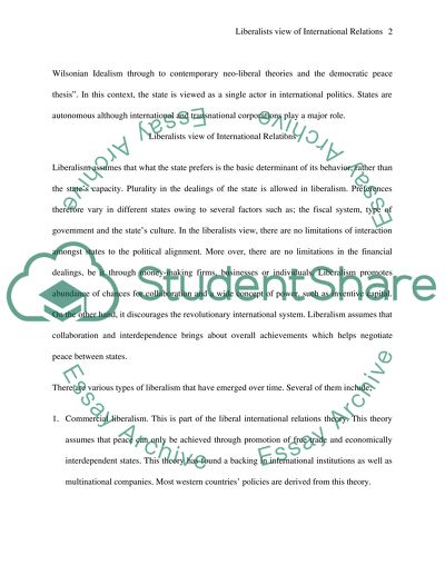 Liberalists View of International Relations