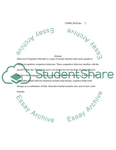 Obsessive compulsive disorder