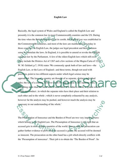 Consider the extent to which burden of proofs conflict with the presumption of innocence in English Law