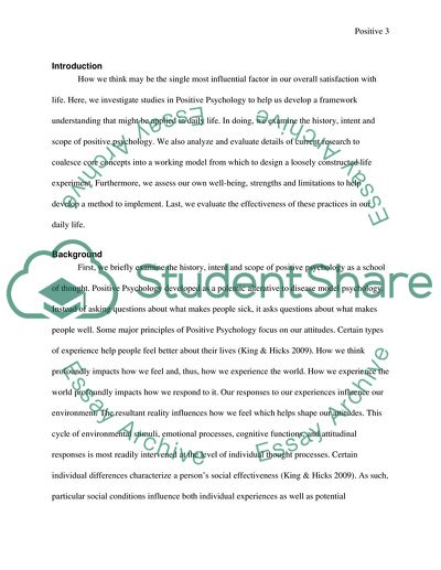 Positive Psychology Core Assessment