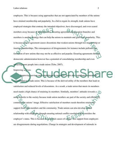 Labor Relations - Labor Unions