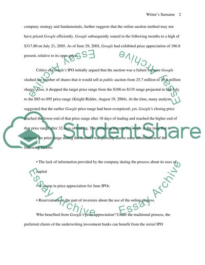 Initial Public Offering by Google