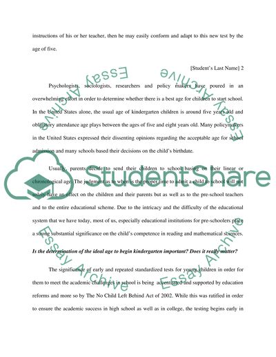 Is There an Ideal Age for Kindergarten School Entry