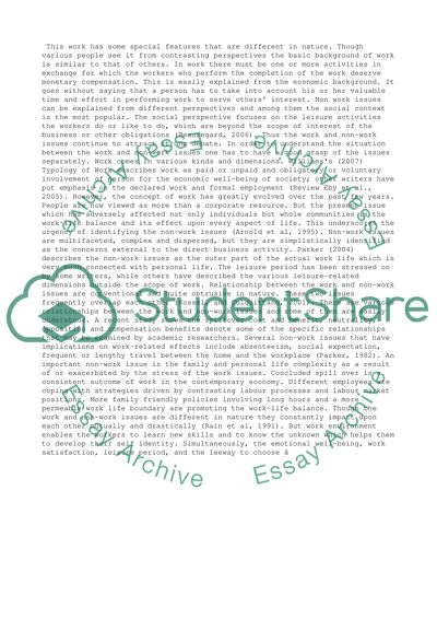 Work and Non-work Balance